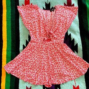 Lulus Red & White tie-front romper